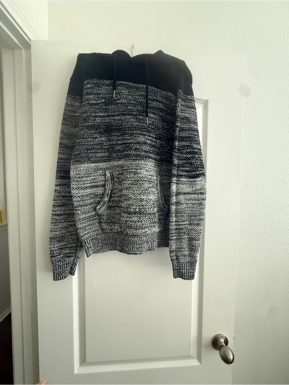 Men's Marled Black & Gray Crewneck Sweater Hoodie